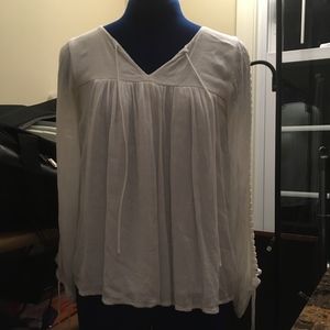 White Lace-up Blouse